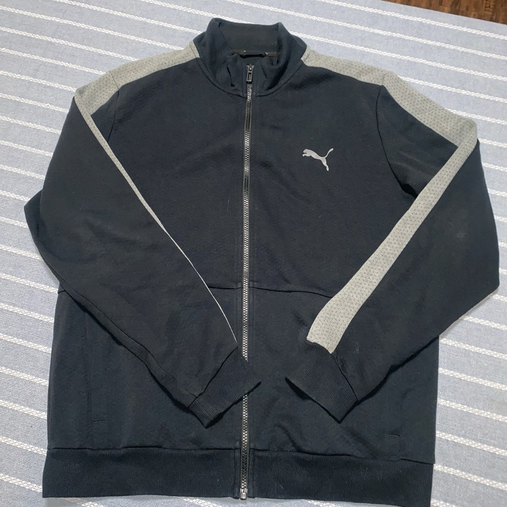 Puma‎ Mens Black Grey Full Zip Lightweight Jacket Large